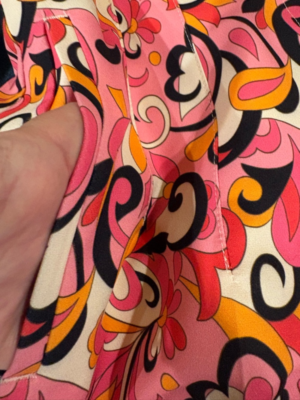 Zara paisley retro 70s print pants trousers sz XL pink - Picture 4 of 8